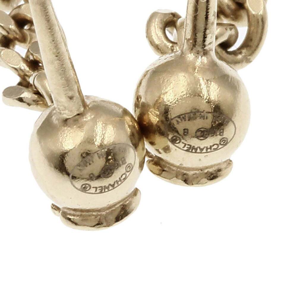 CHANEL Gold Pearl Logo Earrings - Picture 3 of 6